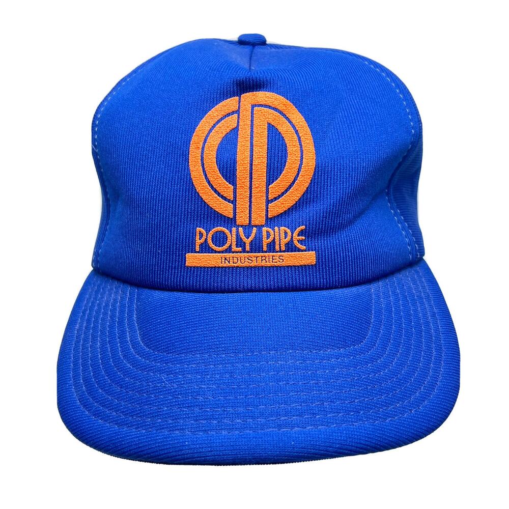 Vintage Poly Pipe Industries Trucker Hat Blue Foam Snapback Cap Made in USA